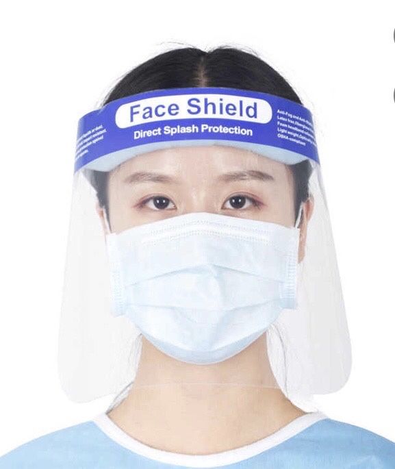 Защитный экран щиток для лица прозрачный пластик 33х22 см Face Shield