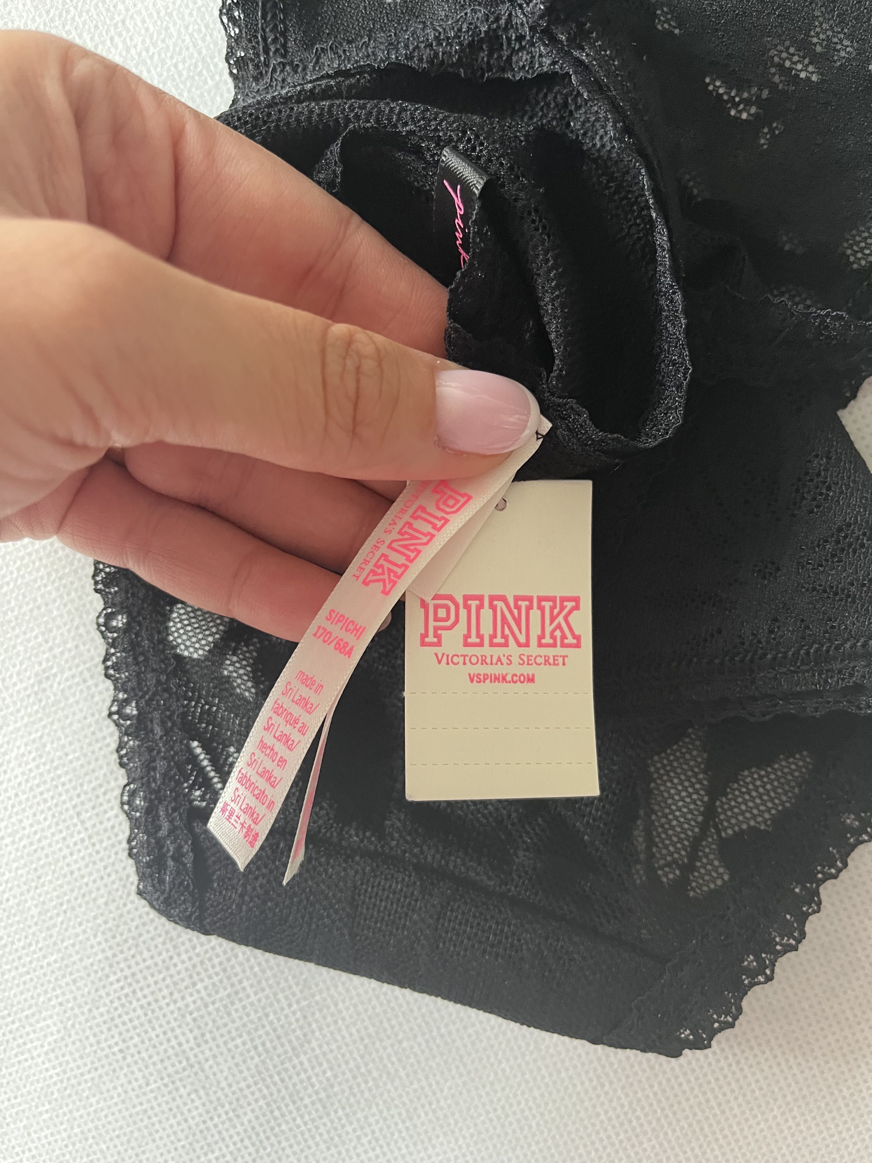 Nowe czarne koronkowe majtki brazyliany Victoria's Secret Pink  S