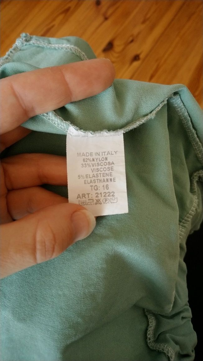Materiałowe spodnie dziewczęce zielone seledynowe rozmiar 170