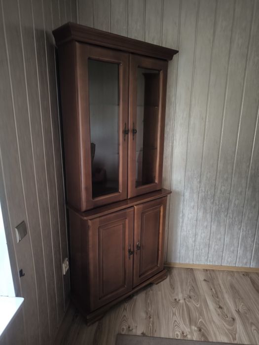 Meble stół do jadaln 2m z krzesłami 2x witryny dąb orzech klasyczny