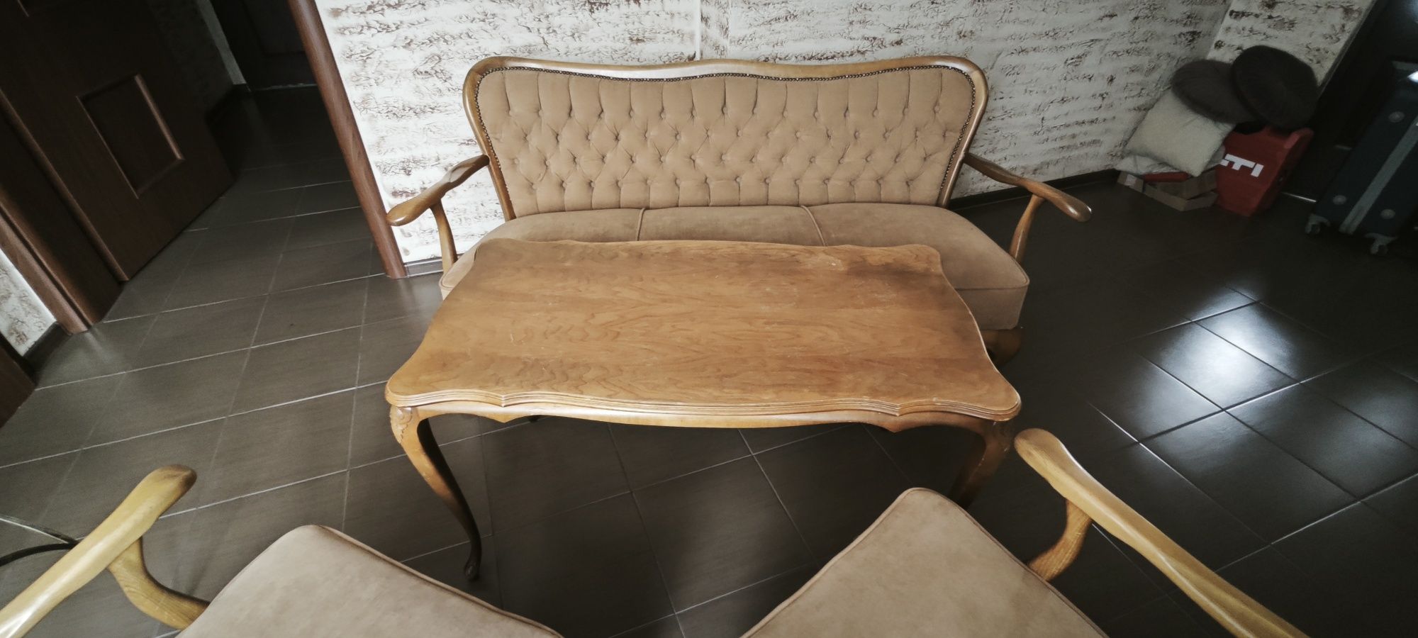 Zestaw mebli Ludwik tapicerka  sofa fotele stół stolik jak za darmo