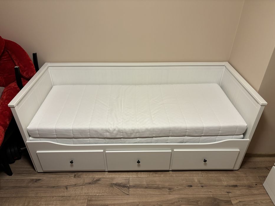 Łóżko Ikea Hemnes białe z zestawem materacy Afjall