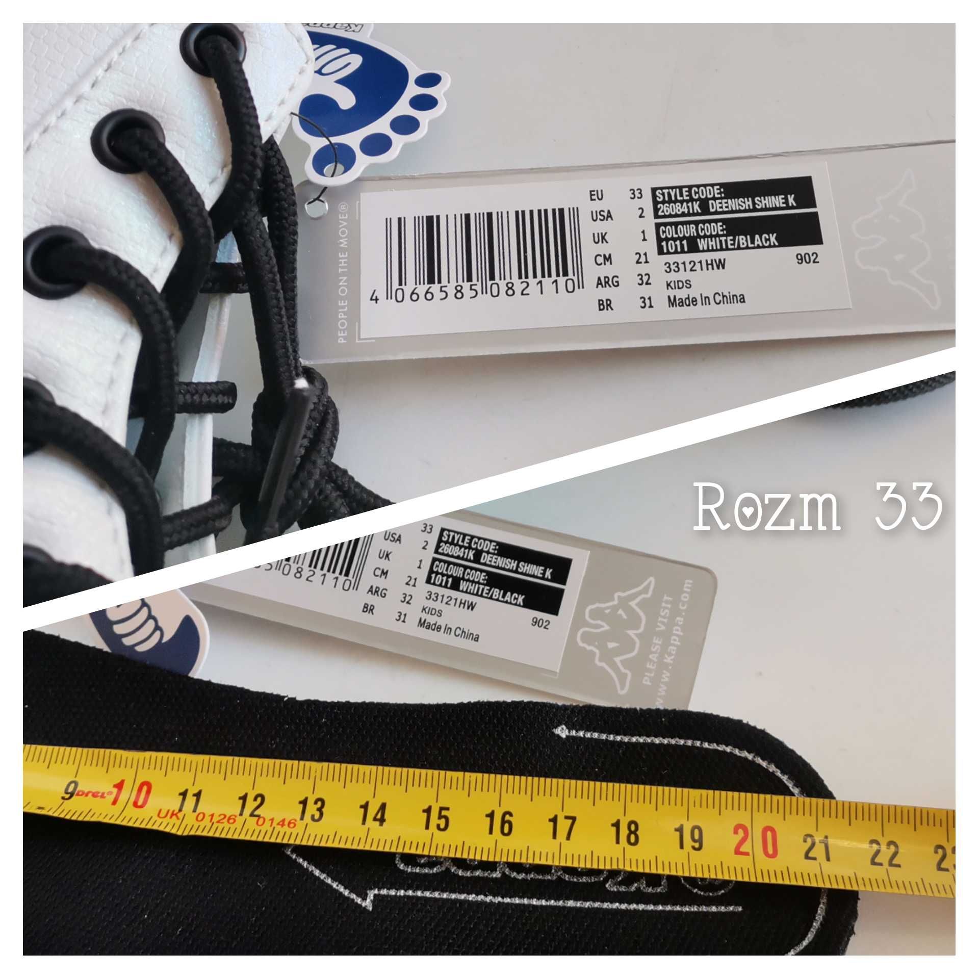 Nowe buty Kappa 33 botki białe trapery Kappa  21,5 cm przejściowe buty