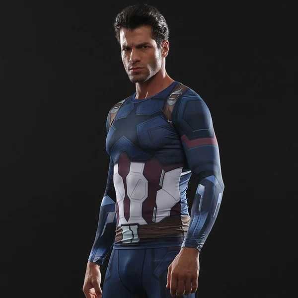 Koszulka Termoaktywna NA SIŁOWNIE Rashguard Capitan America