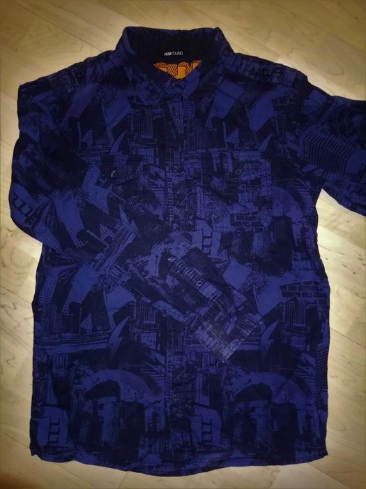 Bawełniana koszula marki H&M Young, dla chłopaka, r.S, (14-15 lat)