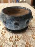 Doniczka z podstawkiem niebieska Vintage 8/9 cm