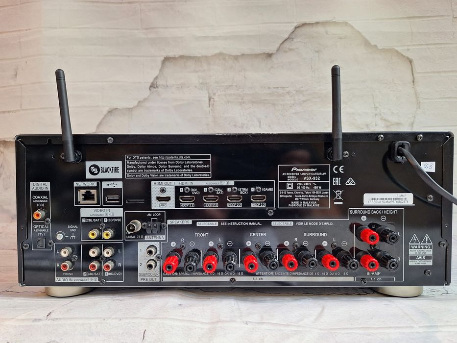 Zaawansowany Pioneer VSX-932 Wifi BT Atmos Vision  HDR 4K Spotify 7.2