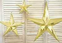 Gwiazdy papierowe złote 2x45 cm 1x 70 cm
