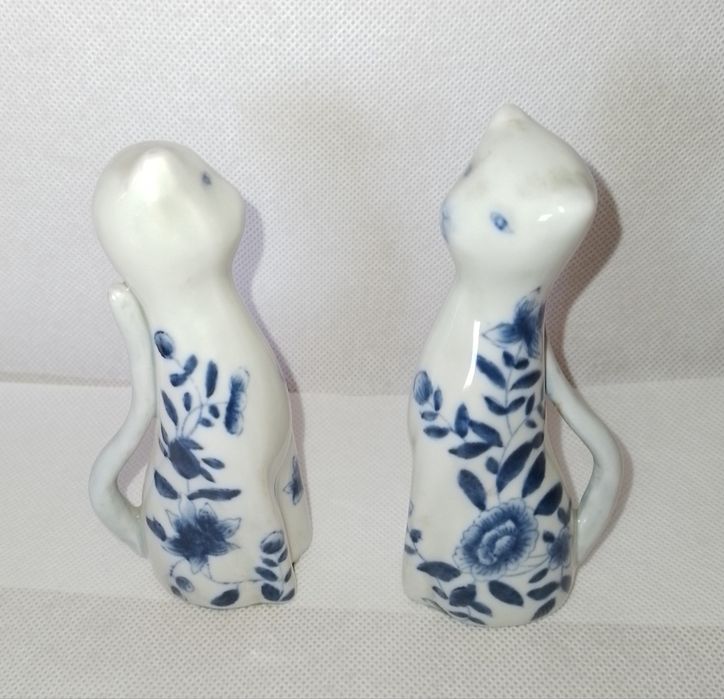2 gatos em faiança vidrada