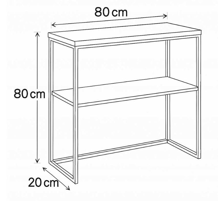 Konsola z półką, LOFT toaletka 80x80x20 CRAFT, metalowa,nowoczesna,