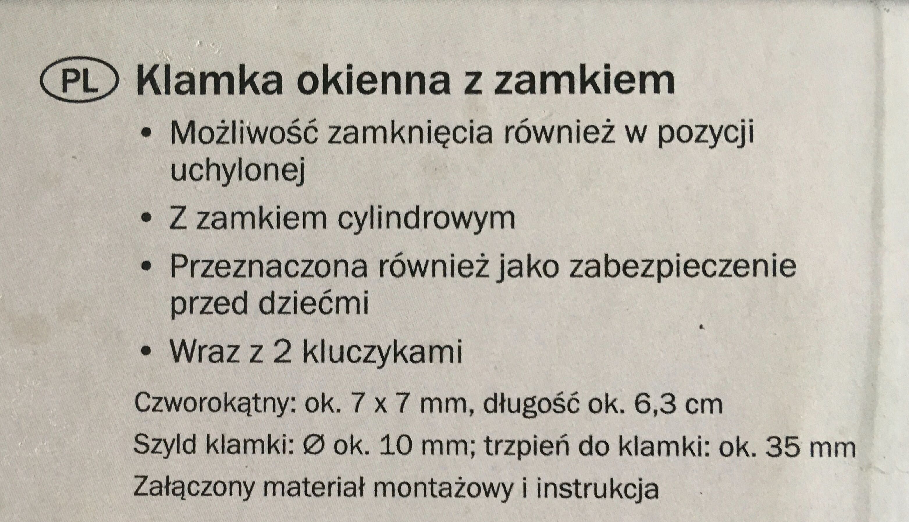 Nieużywana! Szara/srebrna klamka okienna z kluczykami