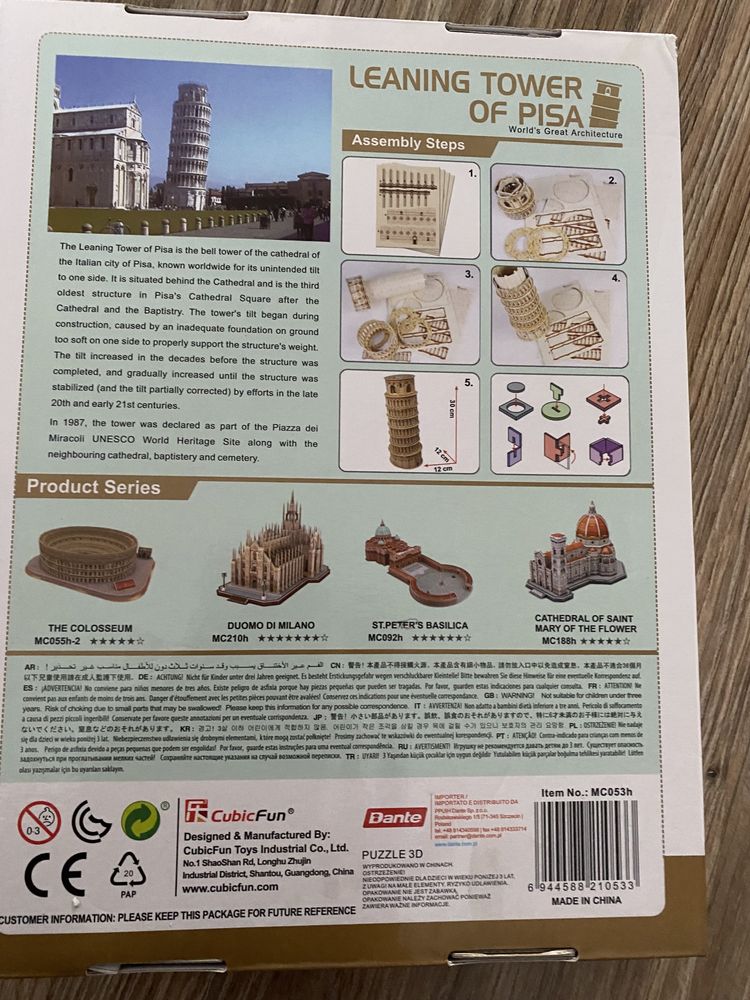 Puzzle 3D leaning tower of Pisa