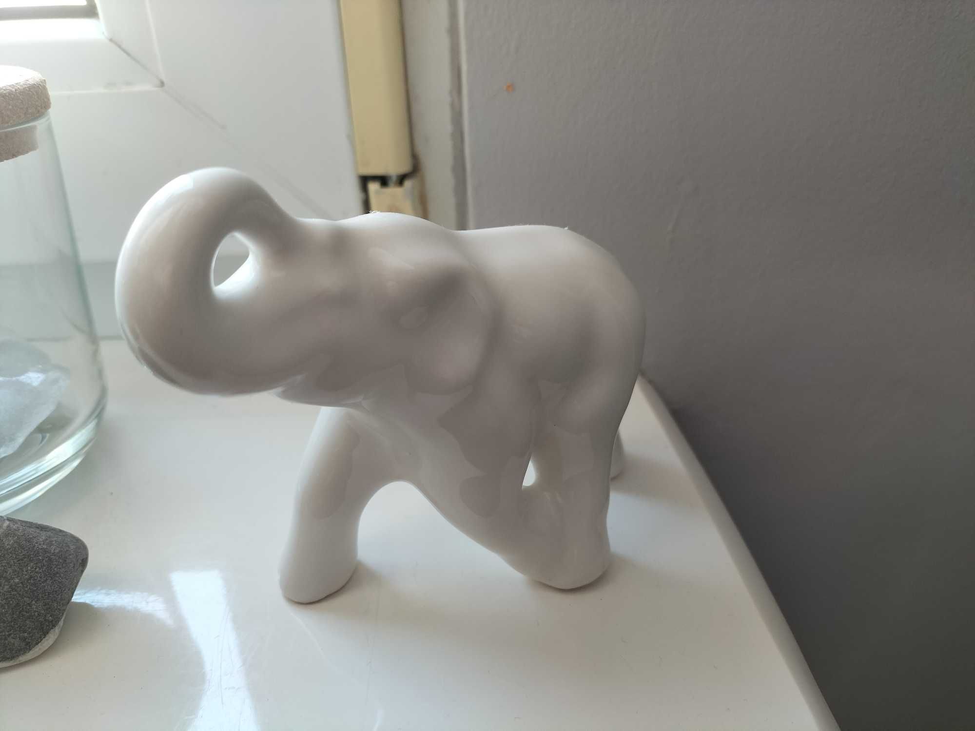 Biały porcelanowy słonik