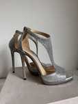 NOWE szpilki - Jimmy Choo - srebrne z drobinkami - rozmiar 39 / 12cm