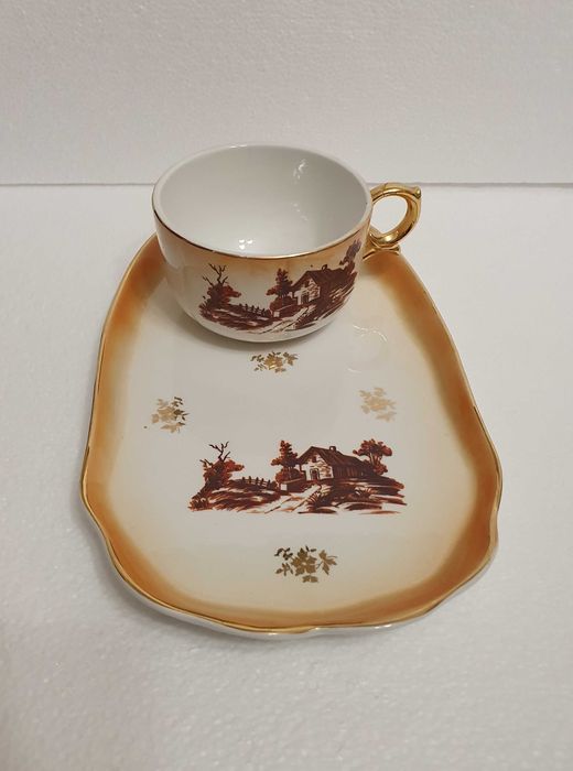 Prato e Chávena muito antigo, marca Alfal Nº 2018, Fábrica de Alcobaça