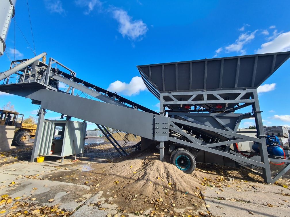 Powertec Nowy mobilny węzeł betoniarski 60m3/h poj. Mieszarki 1,5m3