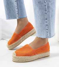 Pomarańczowe espadryle ażurowe Capelle 40