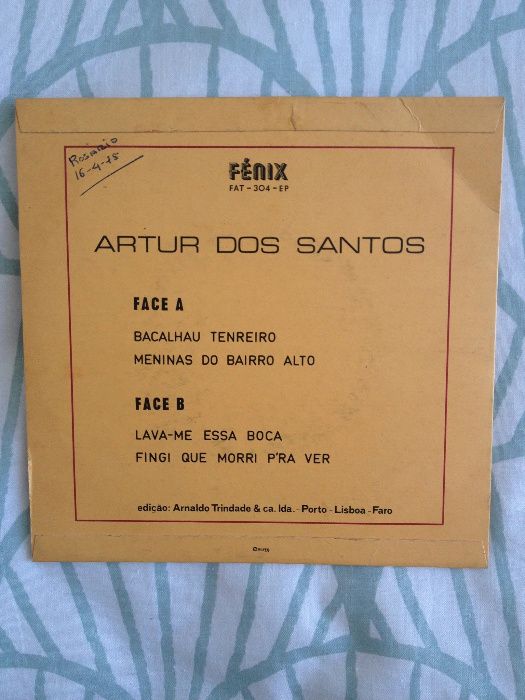 Disco vinil Artur Dos Santos ‎– Bacalhau Tenreiro