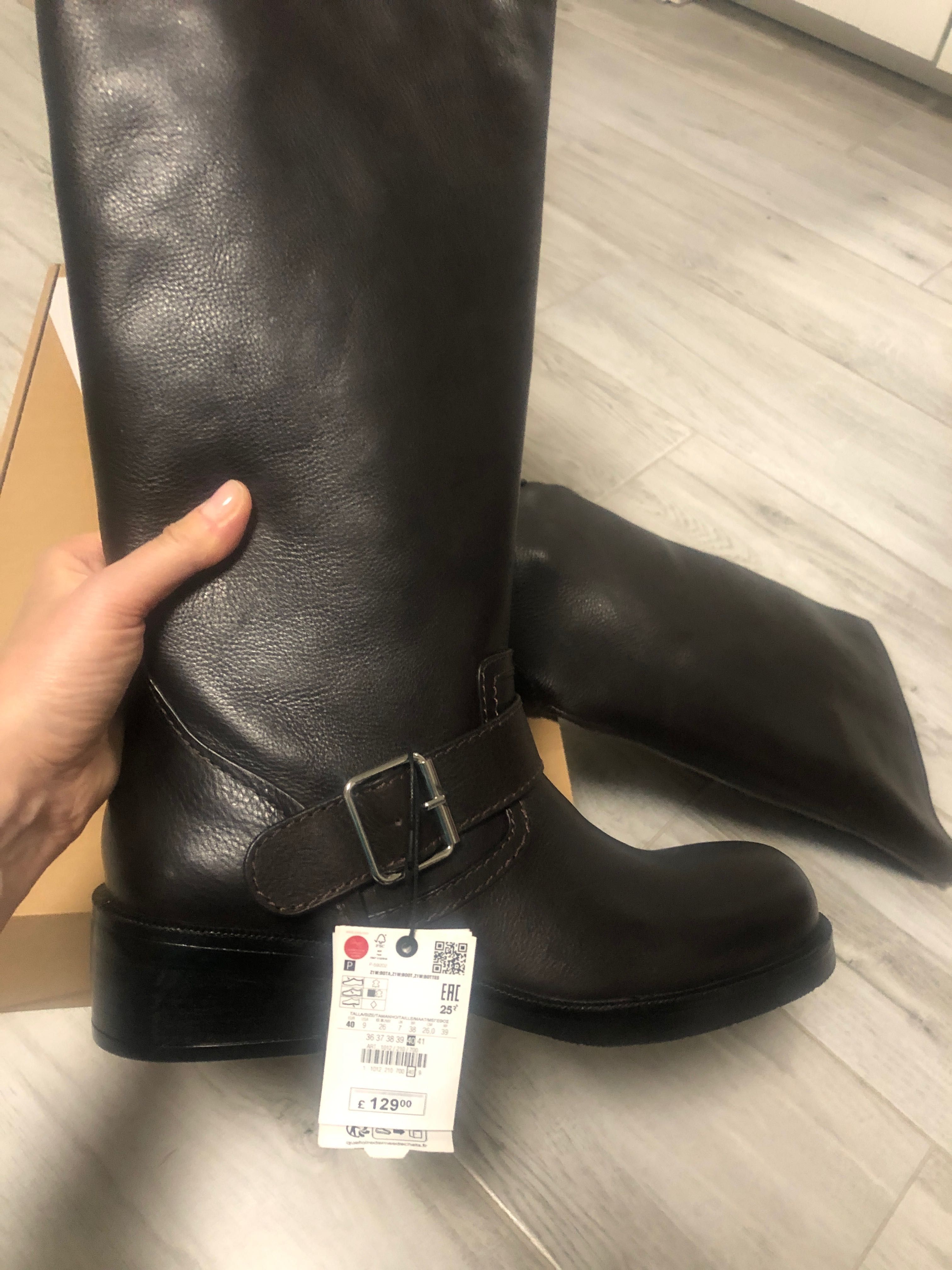 Nowe kozaki skórzane zara r.40