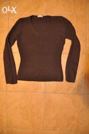 ORSAY brązowy sweter w serek, rozmiar S/M