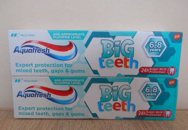 NOWA Pasta do zębów AQUAFRESH Big Teeth dla dzieci 6-8 lat, 50 ml.