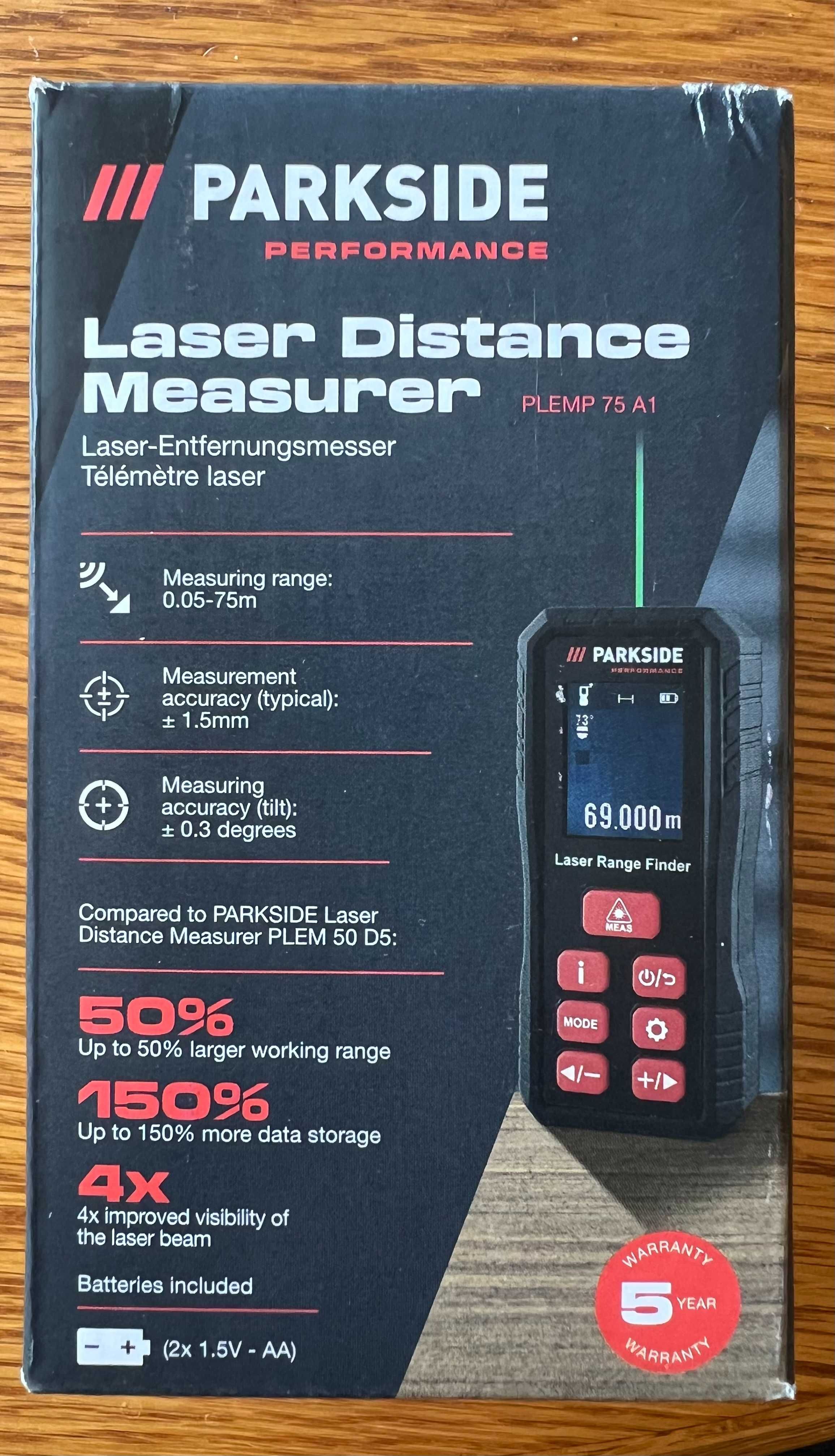 Dalmierz laserowy Parkside PERFORMANCE PLEMP 75 zasięg 75m NOWOŚĆ