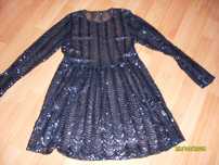 sukienka elegancka cekinowa granatowa na podszewce 38/40