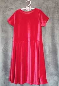 welurowa sukienka z krótkim rękawem r.146/152 (Vanilove)