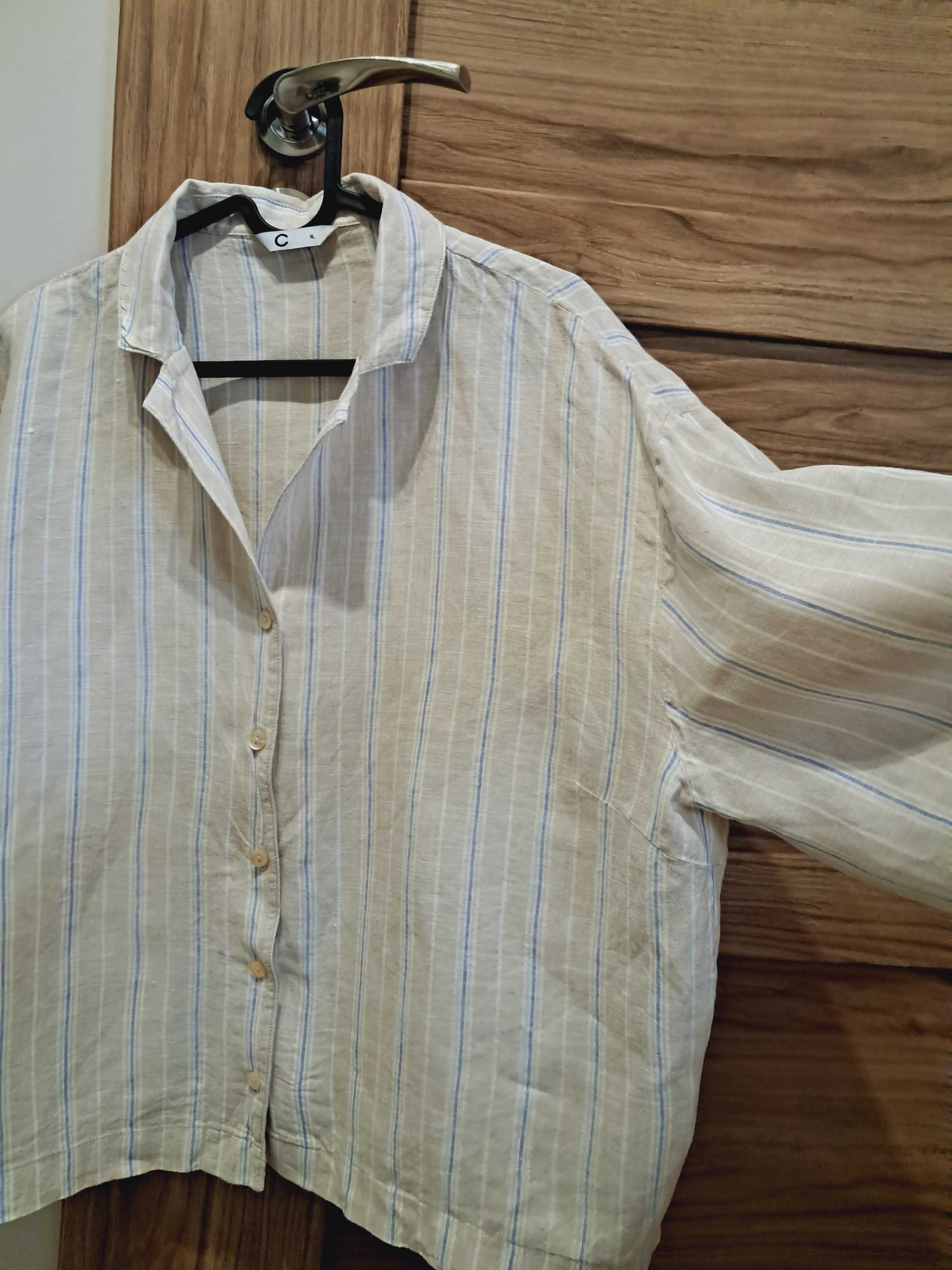 Koszula damska lniana 100% len, Cubus, bdb, oversize r. XL