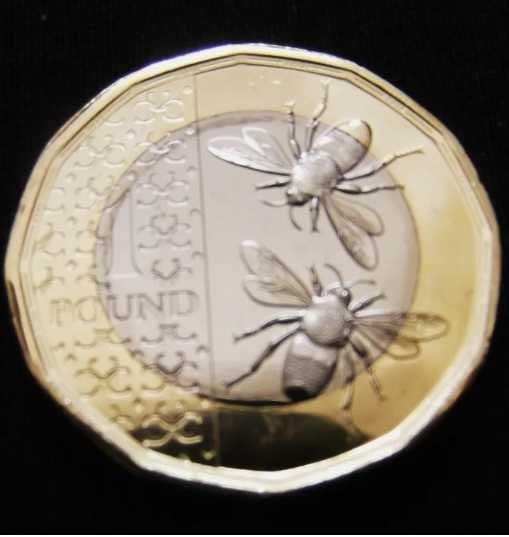 1 libra Carlos III, tema abelhas, com marca pessoal.