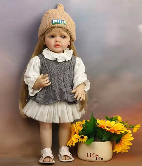 Лялька для дівчинки реборн пупс дитячий реалістичний з довгим волоссям