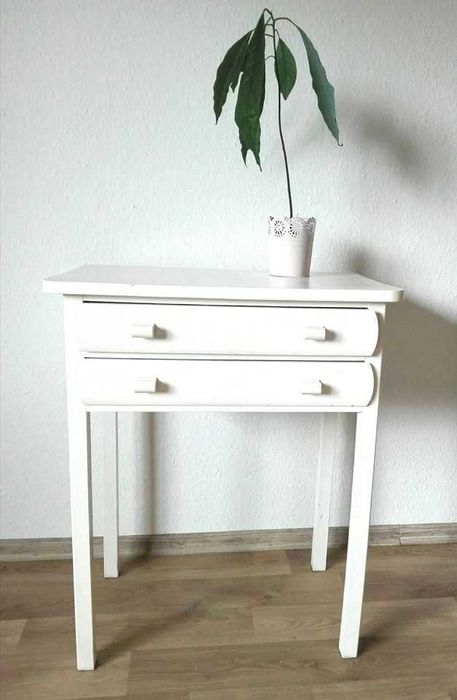 Stolik z dwiema szufladami drewno Vintage rustykalny prowansalski