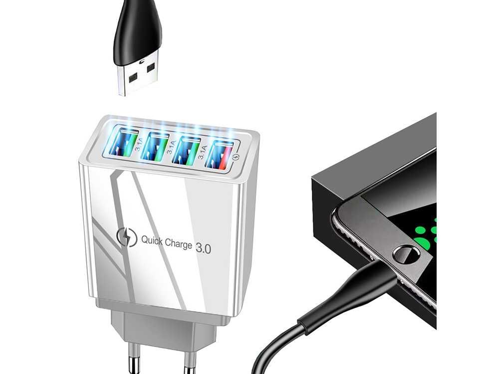 ŁADOWARKA SIECIOWA Szybka 4xUSB Quick CHARGE 3.0 Dobra Jakość. Super