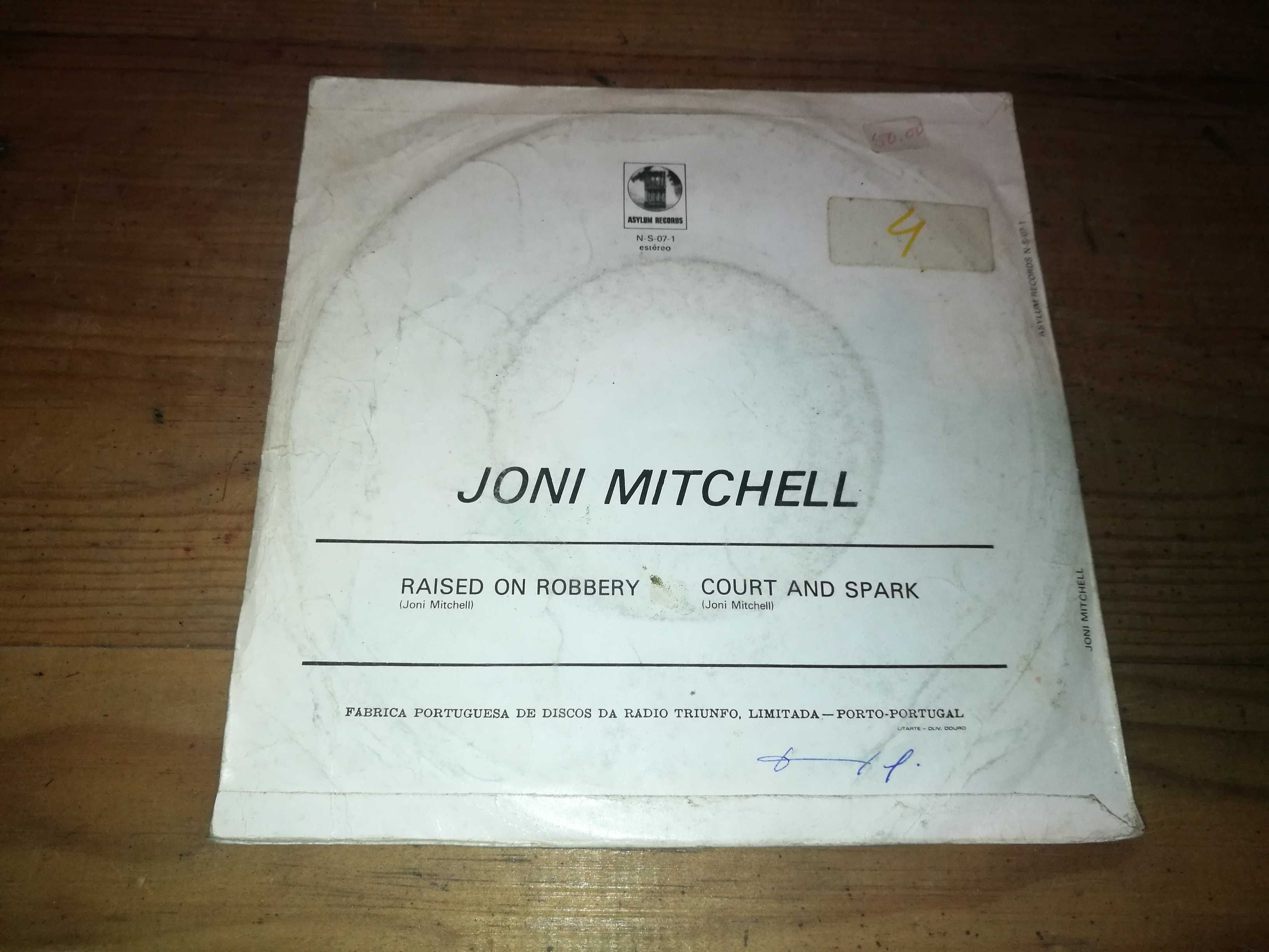 JONI MICHELL (folk-rock)-Raised on Robbery (ED Portuguesa-1973) SINGLE