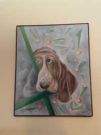 Obraz olejny dla miłośników psów rasy basset hound