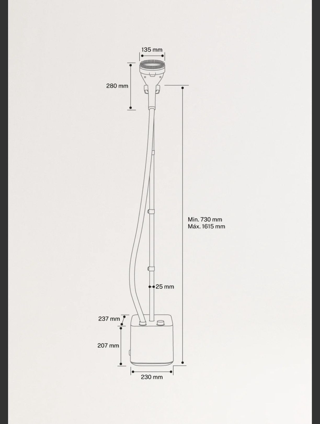 Ferro de engomar de vapor vertical com base