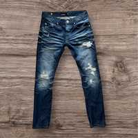 Vintage Fisbhone Niebieskie Y2K Jeansy spodnie przetarcia distressed