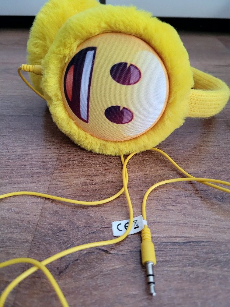 Słuchawki nauszbiki 2w 1 Emoji żółte