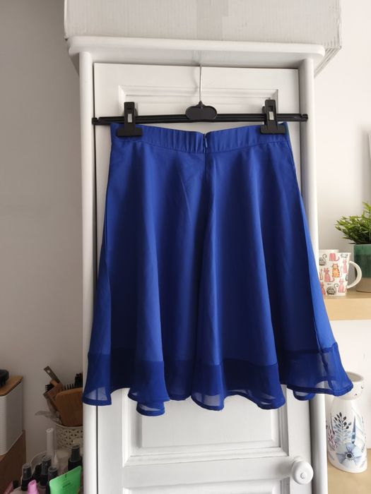 Spódniczka S z falbaną niebieska