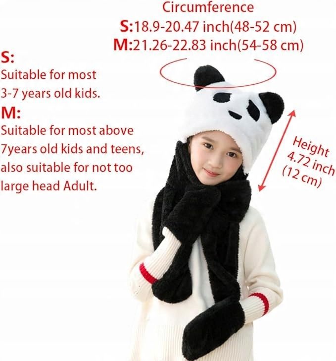 Zabawna Czapka Zwierzęca Miękka Pluszowa Czapka Panda Rozmiar M, 7+