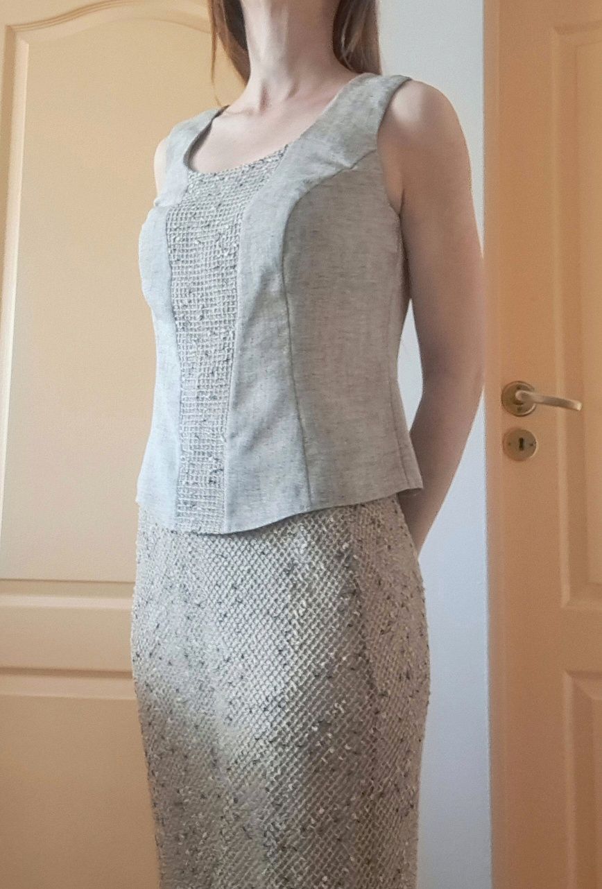 Elegancki popielaty beżowy komplet Alhis Studio 38 M