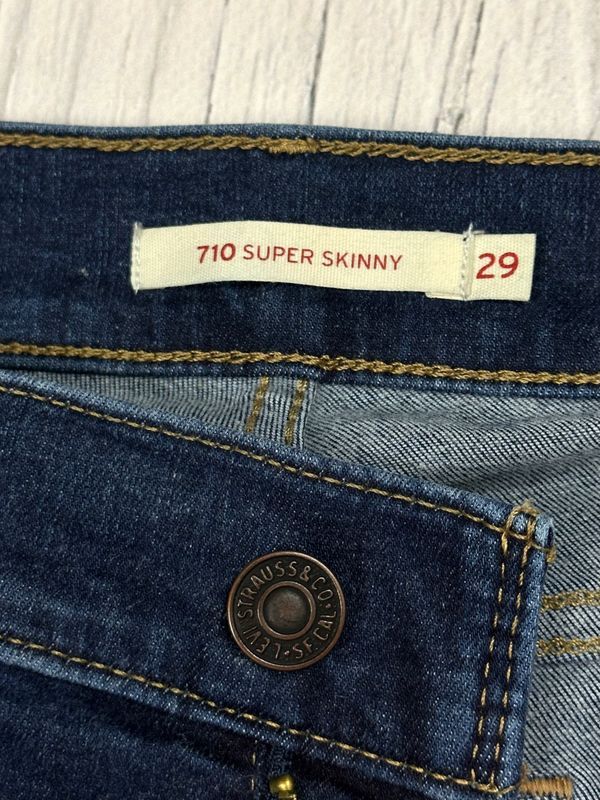 Levis 710 Super Skinny Jeansy Rurki Damskie ze Stretchem Logo W29 L32
