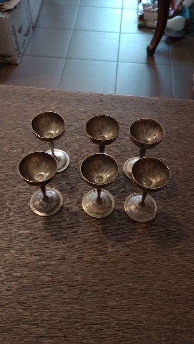 Stare posrebrzane kieliszki do likieru 6 sztuk Vintage