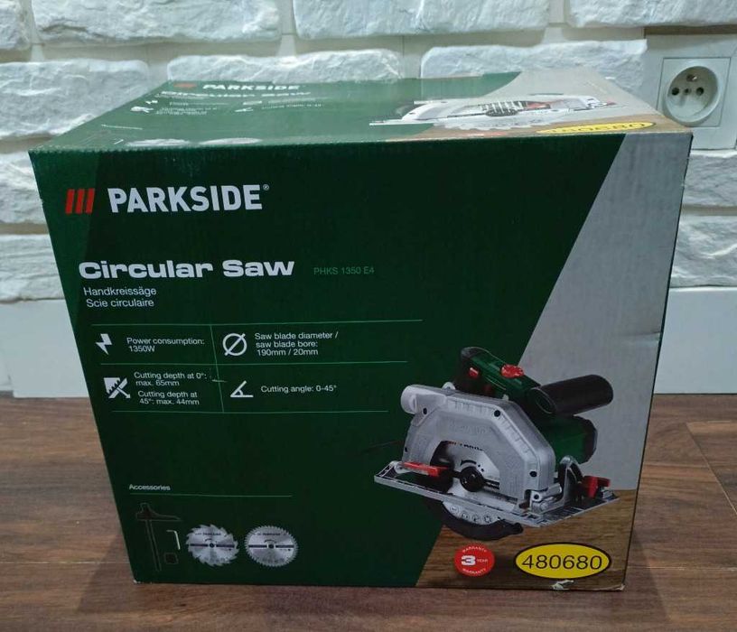 NOWA piła pilarka tarczowa ręczna, 1350 W, PARKSIDE PHKS 1350 E4