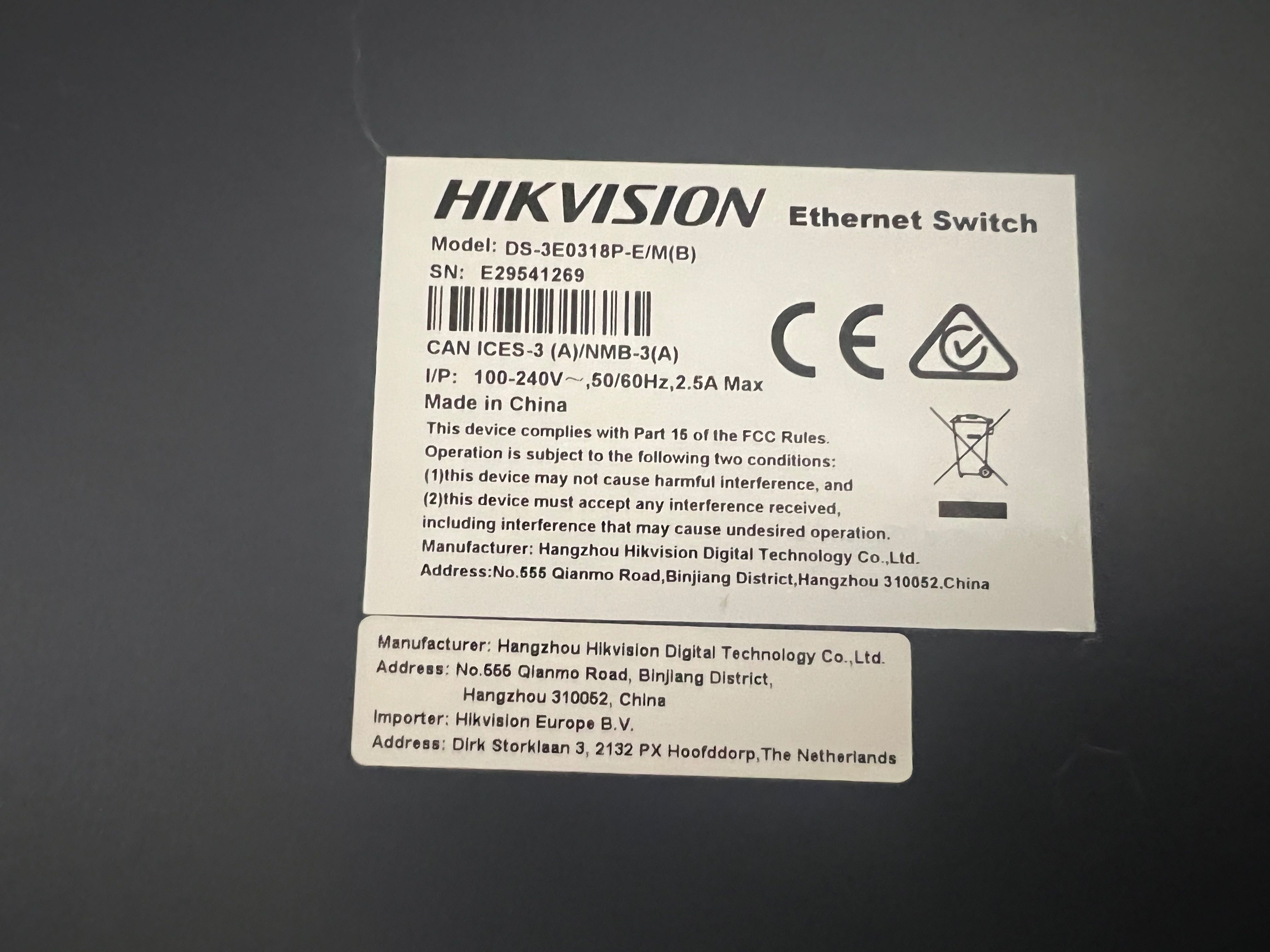 Коммутатор  PoE Hikvision DS-3E0318P-E/M (B)