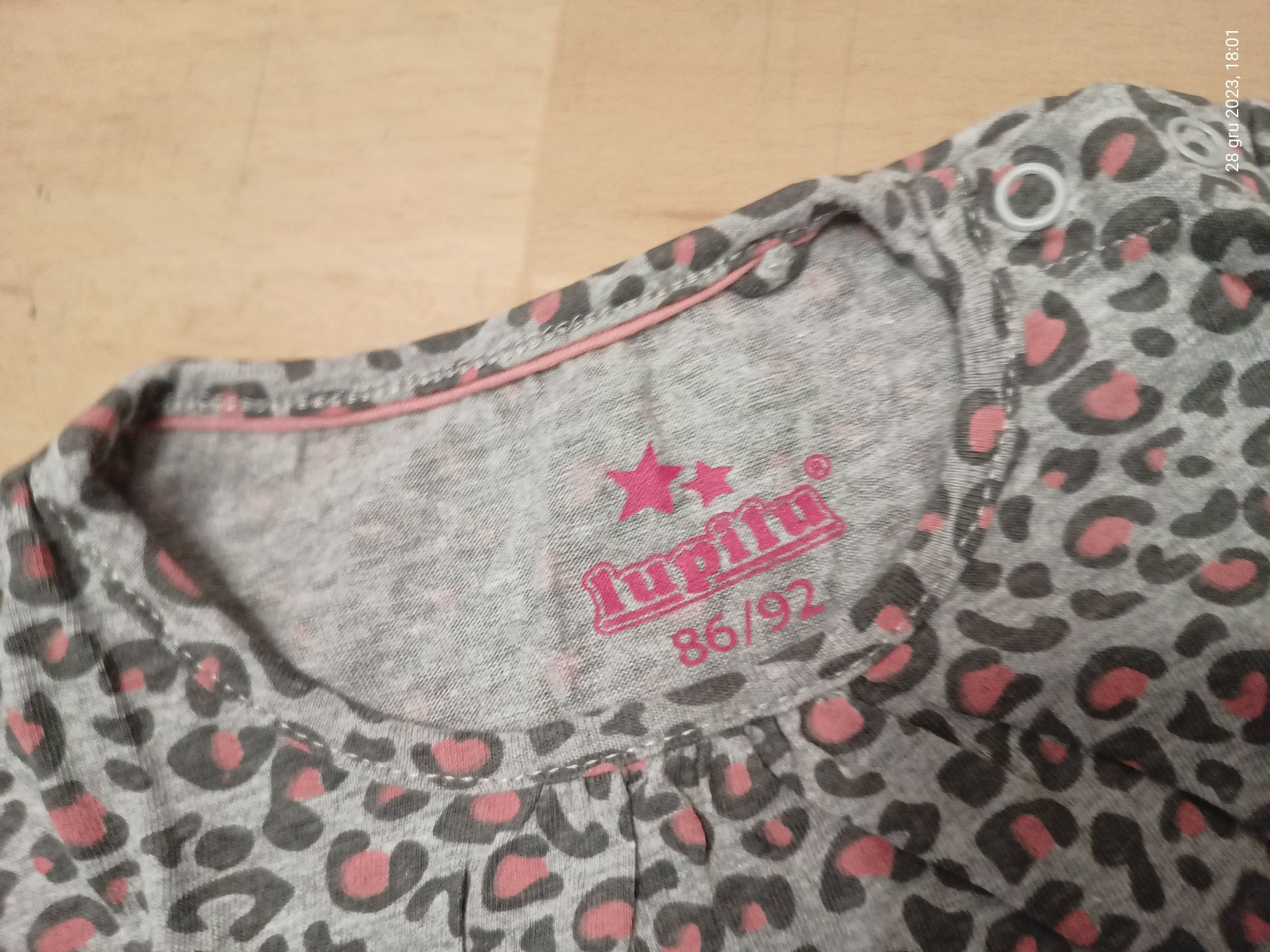 Bluzka bluzeczka T-shirt koszulka długi rękaw Lupilu - panterka serce
