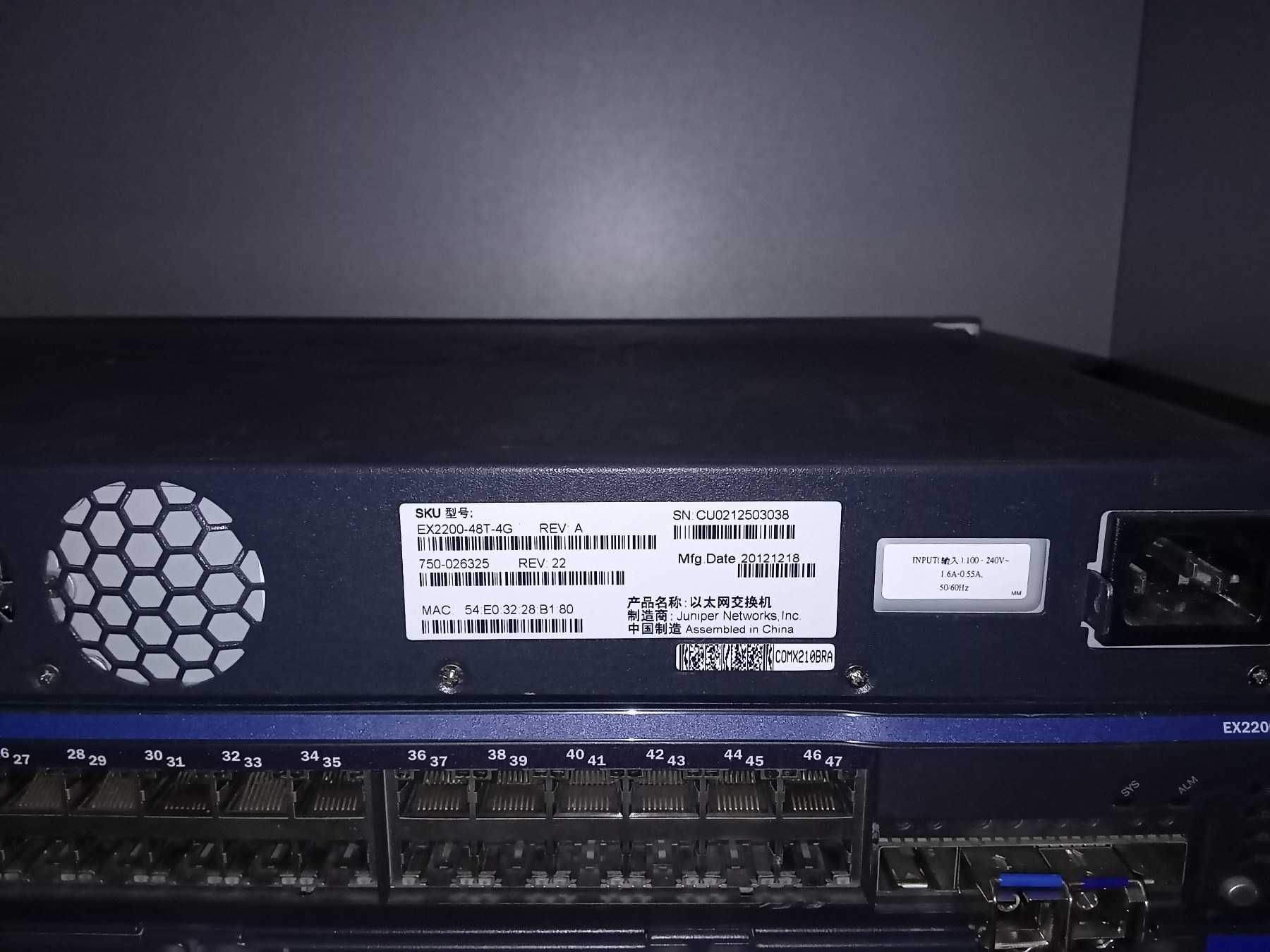 Коммутатор Juniper EX2200-48T-4G