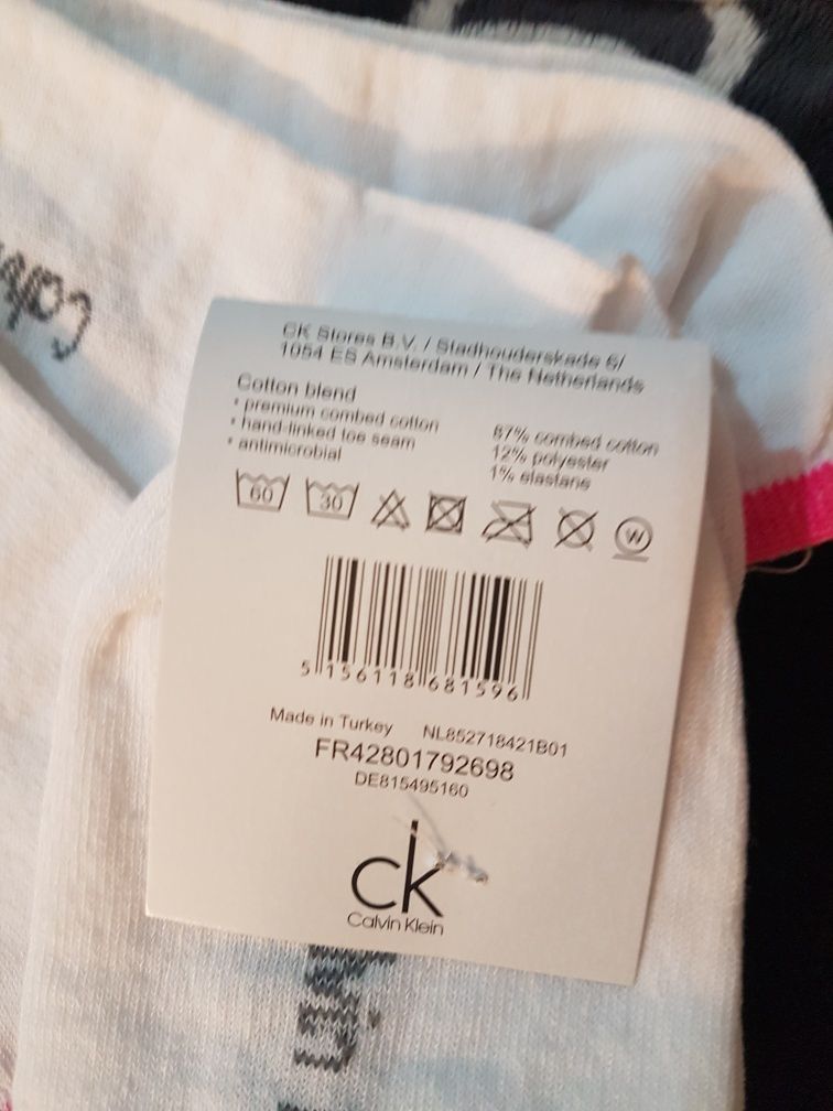 Stopki skarpetki Calvin Klein CK 9 par neonowa lamówka 35-40