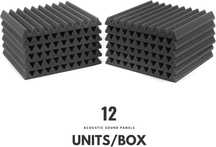 Zestaw 12 paneli akustycznych, panele akustyczne 2,5 x 30,5 x 30,5 cm