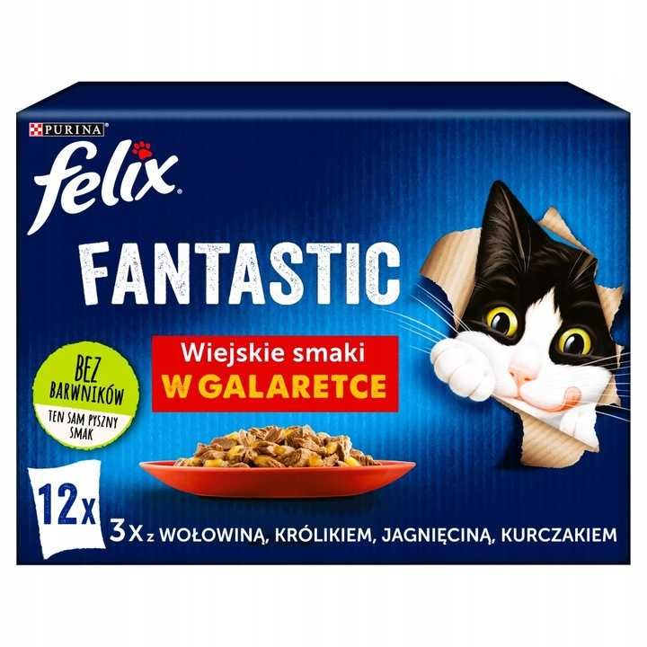 Mokra karma dla kota Felix Fantastic Wiejskie Smaki Sensations Jellies